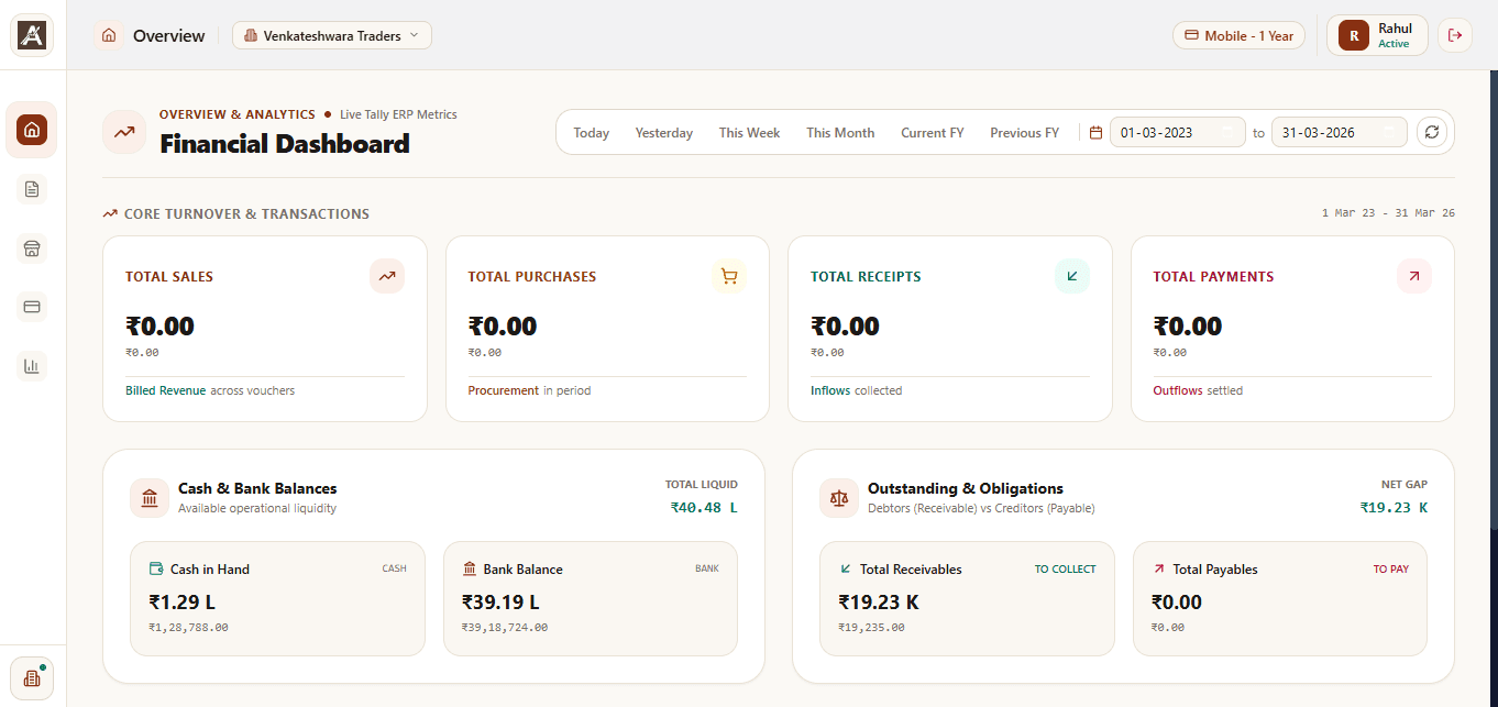 Accosync Web Financial Dashboard - Live Tally ERP Metrics